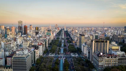 Fotobehang Buenos Aires Aerial view of Avenida 9 de Julio with Obelisco, Buenos Aires, Argentina.   © Marcio Eneas