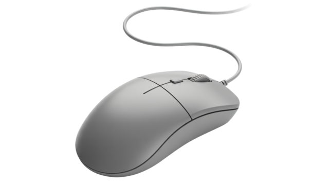 Modern computer mouse with cable for digital navigation and control