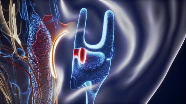 Human Anatomy Animation Inner Ear Structure and Blood Vessels Visualization