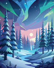 winter landscape with christmas tree