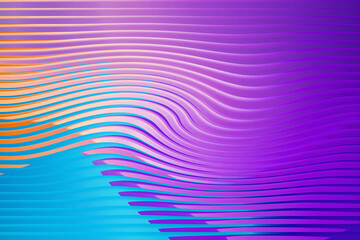 Illustration of abstract background with colorful wavy lines in purple, blue and orange