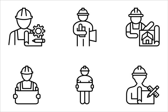 Architect icon set. Simple architect icon for social media, app, and web design vector illustration on white background - Powered by Adobe