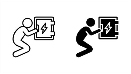 Electrician icon set. electrical engineer, electrical services, wiring, electrical repair, vector illustration on white background