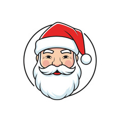 Illustration of Santa Claus with a white beard and red hat.