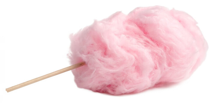 Pink Cotton Candy on a Wooden Stick Isolated on White Background candy floss sweet isolated on a transparent background