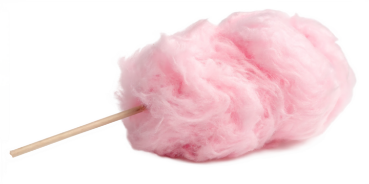 Pink Cotton Candy on a Wooden Stick Isolated on White Background candy floss sweet isolated on a transparent background