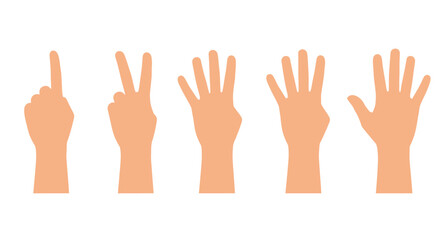 Obraz premium Hands showing numbers counting fingers from one to five illustration