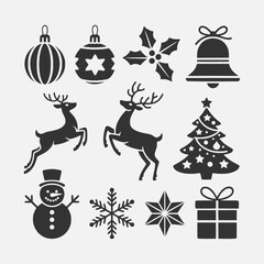 Christmas Silhouette Vector,Christmas Elements SVG,Christmas Silhouette , Christmas SVG ,Snowman Svg ,Santa Claus Svg ,Holiday Svg ,Winter svg