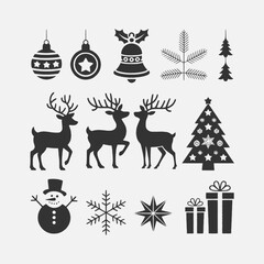Christmas Silhouette Vector,Christmas Elements SVG,Christmas Silhouette , Christmas SVG ,Snowman Svg ,Santa Claus Svg ,Holiday Svg ,Winter svg