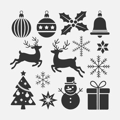 Christmas Silhouette Vector,Christmas Elements SVG,Christmas Silhouette , Christmas SVG ,Snowman Svg ,Santa Claus Svg ,Holiday Svg ,Winter svg