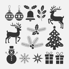 Christmas Silhouette Vector,Christmas Elements SVG,Christmas Silhouette , Christmas SVG ,Snowman Svg ,Santa Claus Svg ,Holiday Svg ,Winter svg