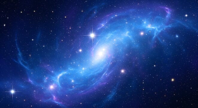 A vibrant nebula glowing in deep space with swirling clouds of gas and dust illuminated by bright stars - Powered by Adobe