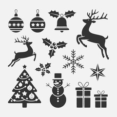 Christmas Silhouette Vector,Christmas Elements SVG,Christmas Silhouette , Christmas SVG ,Snowman Svg ,Santa Claus Svg ,Holiday Svg ,Winter svg