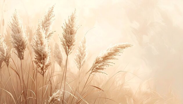 Golden reeds swaying gently in the soft light of dawn.