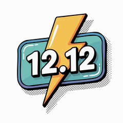 1212 Shopping Day Sale Event Pop Art Style.