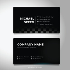 Modern Black Automotive Business Card Template with Sleek Layout and Editable Text
