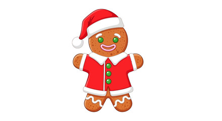 Festive gingerbread man wearing a santa hat ready for seasonal celebration