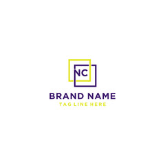 Minimalist clean style square letter NC logo design  vector template