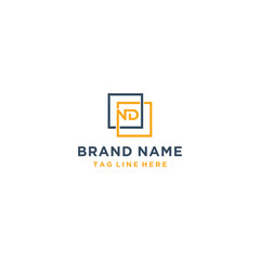 Minimalist clean style square letter ND logo design  vector template