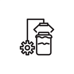 Canning process icon symbolizing automated sealing and food preservation, representing modern food and beverage production, specialized packaging lines, and industrial product bottling.