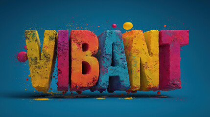 Colorful 3D Letter VIBANT Design, Powder Splash Dynamic Effect, for Poster Advertising and Web Decoration