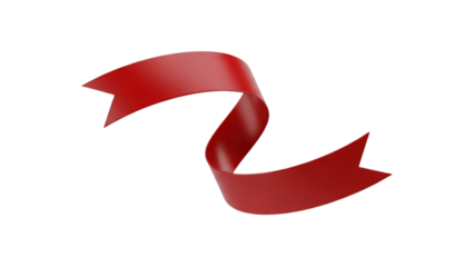 Red decorative ribbon banner isolated on white background