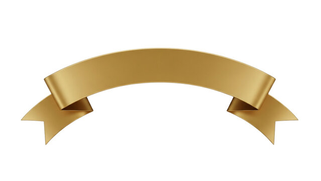 Elegant gold ribbon banner isolated on white background