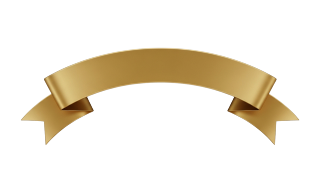 Elegant gold ribbon banner isolated on white background - Powered by Adobe