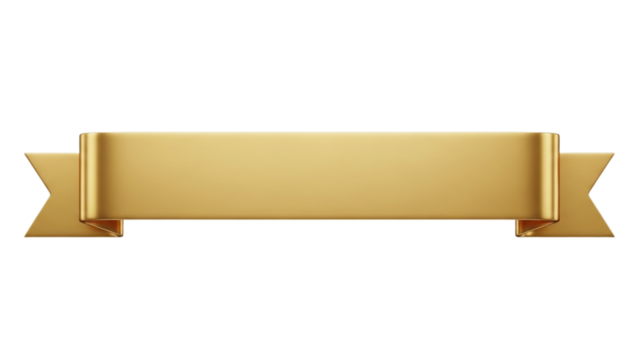 Flat gold banner ribbon for award or certificate design