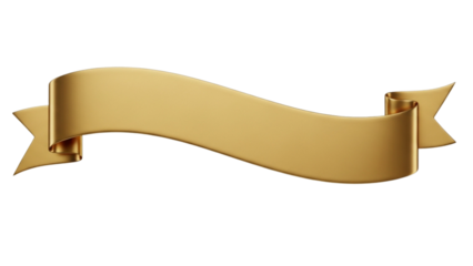 Gold wavy ribbon banner for luxury and award theme
