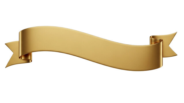 Gold wavy ribbon banner for luxury and award theme