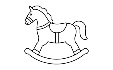 Simple outline drawing of a classic rocking horse toy