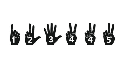 Fototapeta premium Counting fingers hands numbers one to five learning education guide