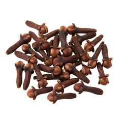 Dried Cloves Spice Scattered Over White Background Natural Food Ingredient Aromatic.