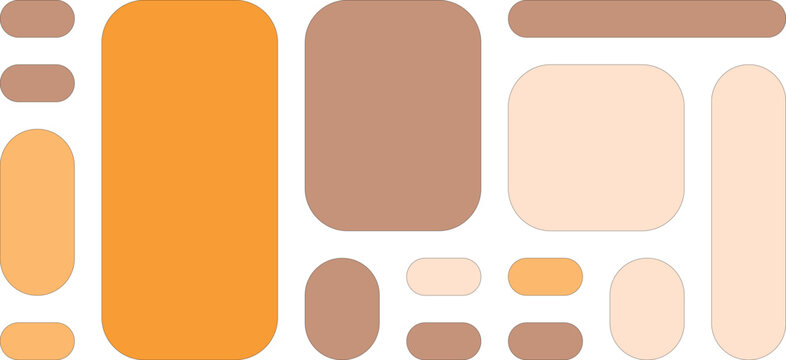 Abstract arrangement of rounded rectangles and ovals in warm tones
