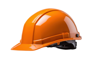 Orange hard hat safety helmet on black background studio shot image, Png, Isolated on Transparent Background, Cut Out