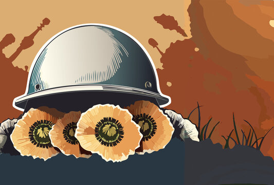 High-Contrast Illustration of a War Memorial for Remembrance Day