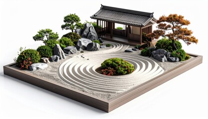 Serene Japanese Zen Garden Miniature Landscape