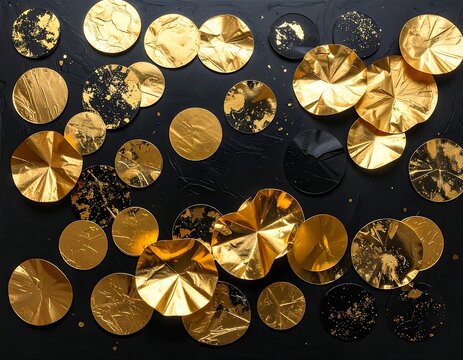 Black and gold circular abstract art piece