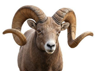 Isolated Bighorn Sheep Portrait  Majestic Horns PNG