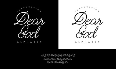 Dear God alphabet font with a graceful handwritten script, perfect for invitations, branding, and elegant logo design projects