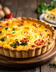 Savory Vegetable Quiche with Broccoli and Tomato