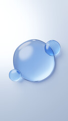 3D Illustration.A light blue transparent sphere on a silver background. (Vertical)