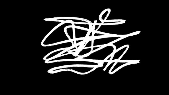 Animated Hand Drawn Abstract Scribble, White Messy Chaotic Lines on Black Background. Doodle and Sketchy Style, Distortion, Energy, Stress, Glitch, Grunge, Art