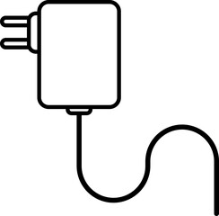 Simple line drawing of a wall charger with a cable