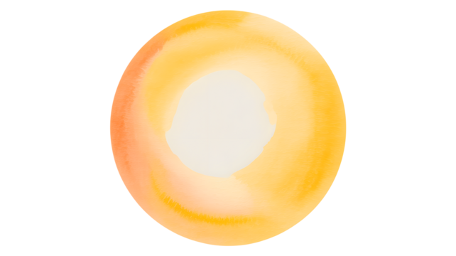 A single vibrant orange and yellow oval shaped gemstone or polished stone with a luminous glow isolated on transparent background