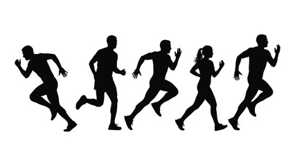 Running silhouettes isolated on white background, Vector