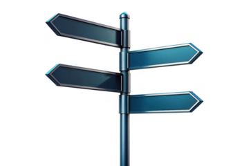 Directional signpost isolated on transparent background, a symbol of choice and guidance