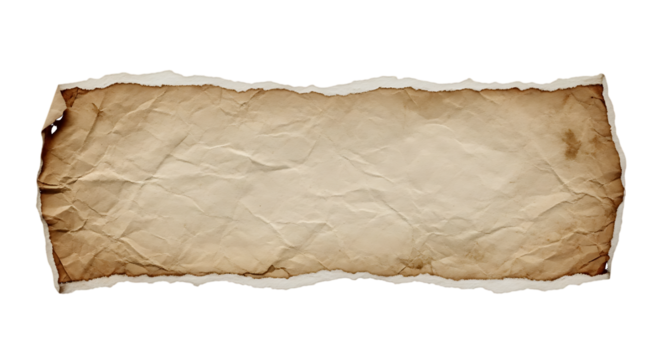 Aged torn paper banner isolated on a transparent background - Powered by Adobe