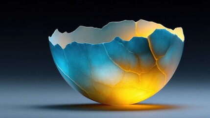 Translucent eggshell breaks apart emphasizing new beginnings in nature's light